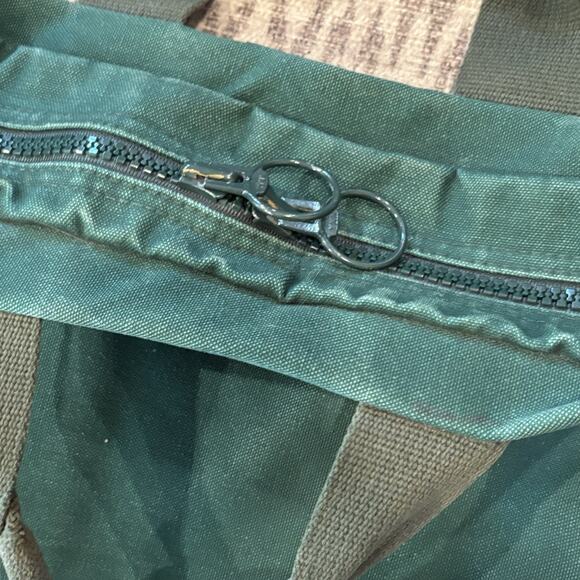 Lands End USA Green Canvas Square Rigger Travel Messenger Satchel Bag Vintage - Picture 10 of 12